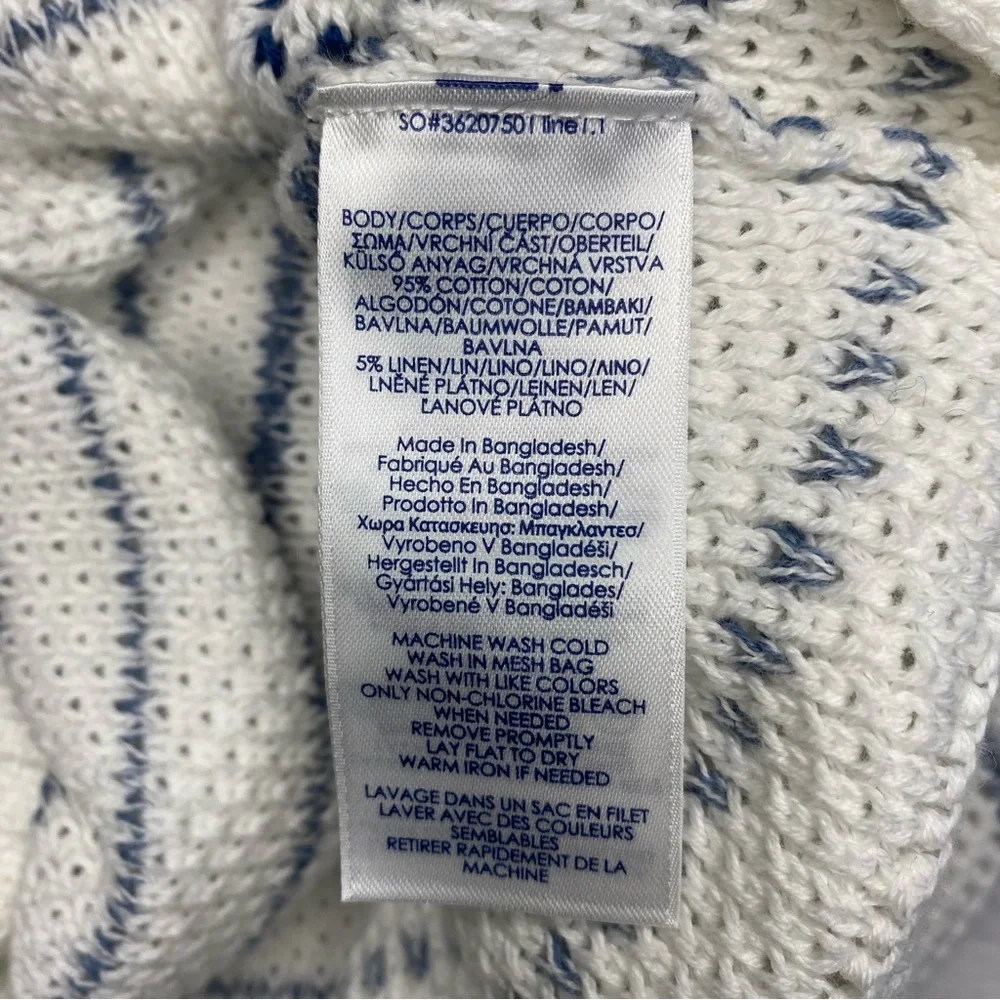 Chaps White Blue Stripes Long Sleeve Henley Pullover Sweater Women's Size XL - Picture 6 of 12